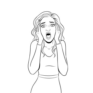 Vektör çizim boyama çığlık kadın