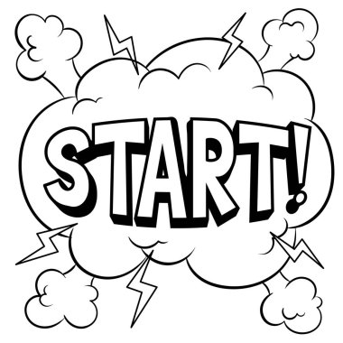 Başlangıç kelime çizgi roman vektör çizim boyama