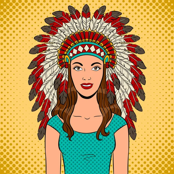 Frau in indischer Kopfbedeckung Pop-Art-Vektor — Stockvektor