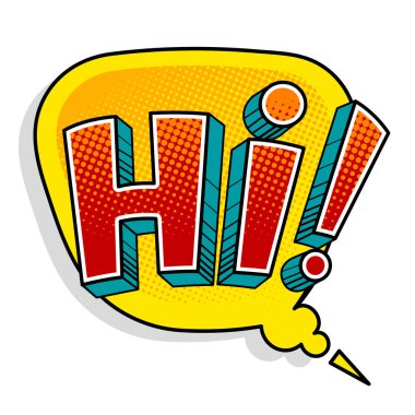 Merhaba çizgi roman pop art vektör çizim kelime