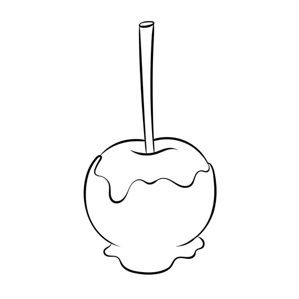 Apfel in Schokoladenglasur Färbung Vektor — Stockvektor