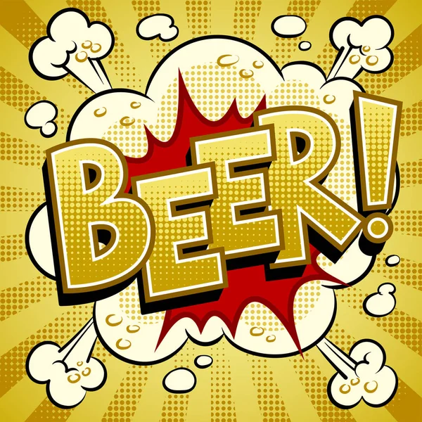Palabra de cerveza cómic pop art vector ilustración — Vector de stock