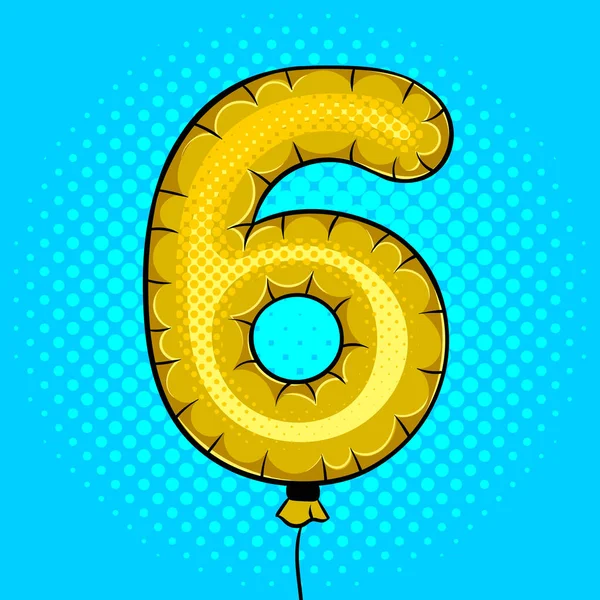 Αερόστατο σε σχήμα του αριθμού 6 pop art διάνυσμα — Διανυσματικό Αρχείο