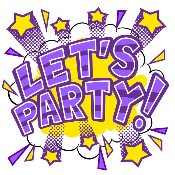 Parti kelime çizgi roman pop sanat vektör sağlar