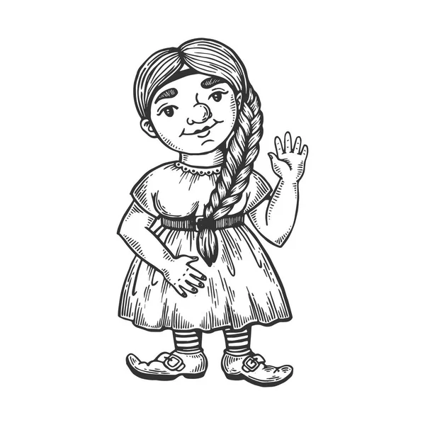 Cüce kız oyma vektör çizim