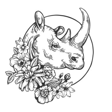 Gergedan hayvan oyma vektör