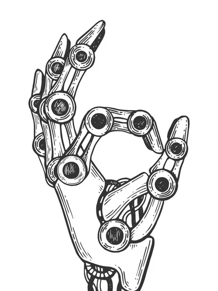 Illustrazione vettoriale incisione a mano robot — Vettoriale Stock