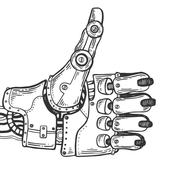 Roboter Hand Gravur Vektor Illustration — Stockvektor