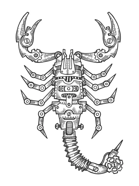 Mechanische scorpio dierlijke gravure vector — Stockvector