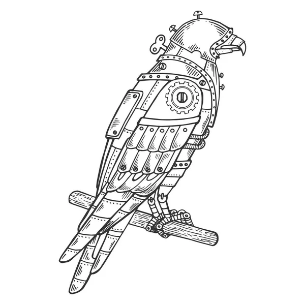 Mechanische hawk vogel dierlijke gravure vector — Stockvector