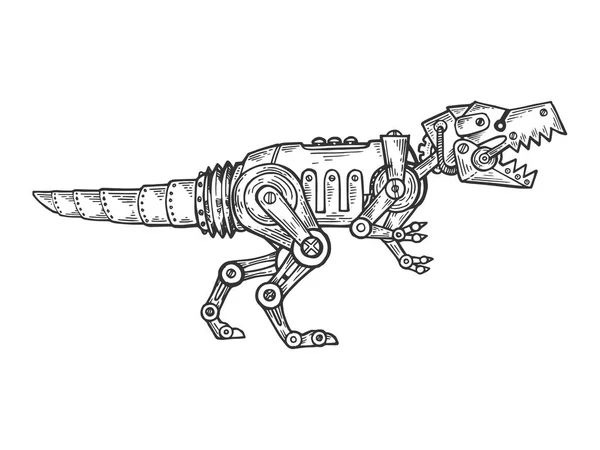 Mechanikus dinoszaurusz állati gravírozás vektor — Stock Vector