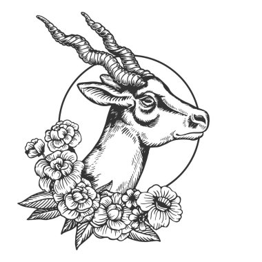 Antilop baş hayvan oyma vektör