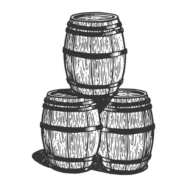 Wein Bierfässer Gravur Vektor Illustration — Stockvektor