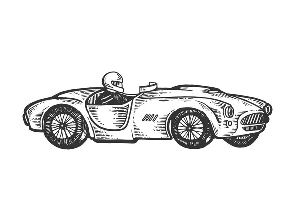 Alte Sport-Rennwagen Gravur Vektor Illustration — Stockvektor