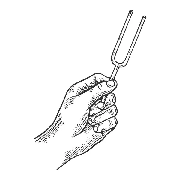 Tuning tenedor grabado vector ilustración — Archivo Imágenes Vectoriales