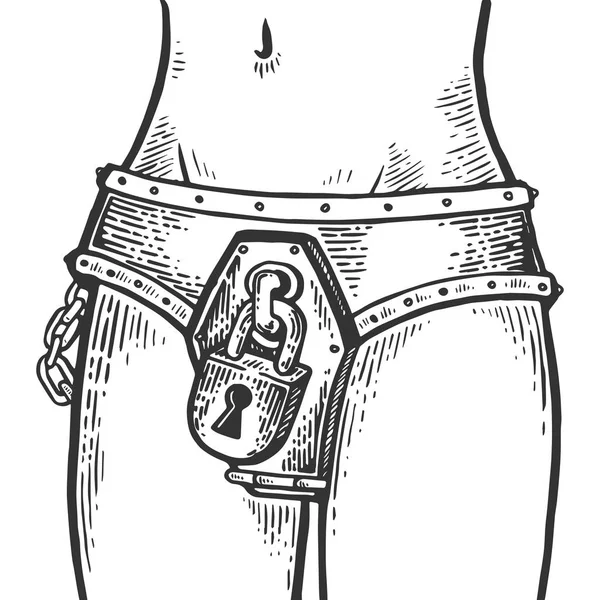 Chastity belt engraving vector illustration — Stock Vector