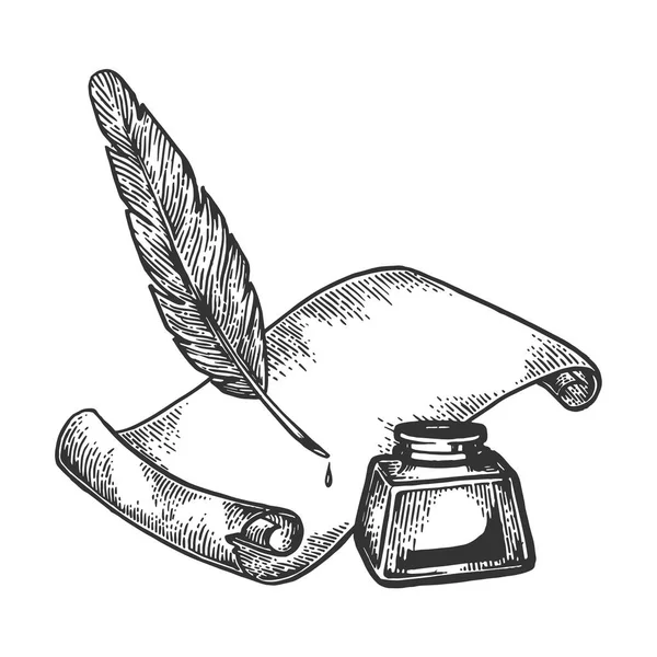 Papel pluma e ilustración de vectores de tinta — Vector de stock