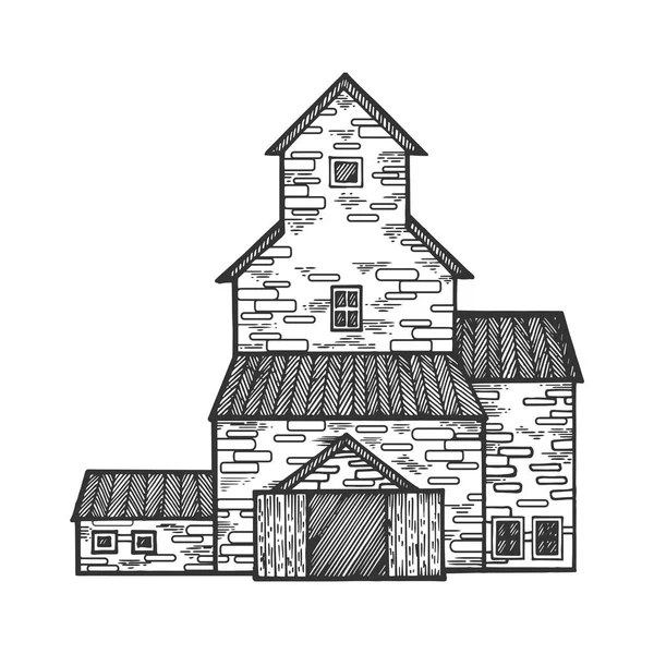 Illustration vectorielle du bâtiment d'entreposage des grains — Image vectorielle