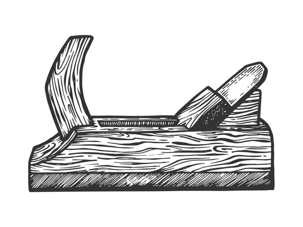 Дерев'яна ручна площина інструменту гравіювання Векторні ілюстрації. Імітація стилю подряпини дошки. Чорно-біле намальоване зображення руки . — стоковий вектор