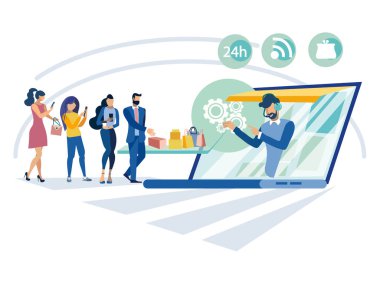 Internet teknoloji metafor. İş iş düz stil durumda. Çizgi film vektör çizim