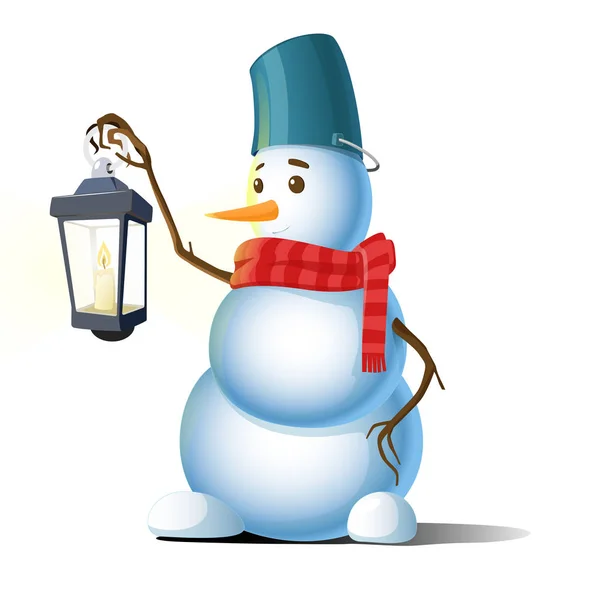动画片雪人向量例证。白色背景上的独立图像。拟人的雪雕。新年和圣诞快乐贺卡 — 图库矢量图片
