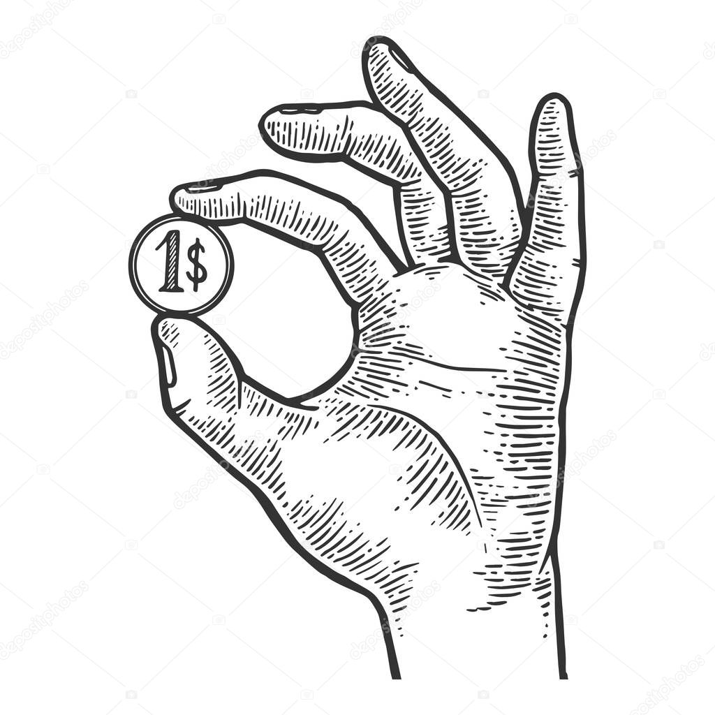 Hand with coin dollar vector illustration