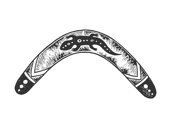 Boomerang Arma Bosquejo Grabado Vector Ilustración Scratch Board Estilo Imitación — Archivo Imágenes Vectoriales