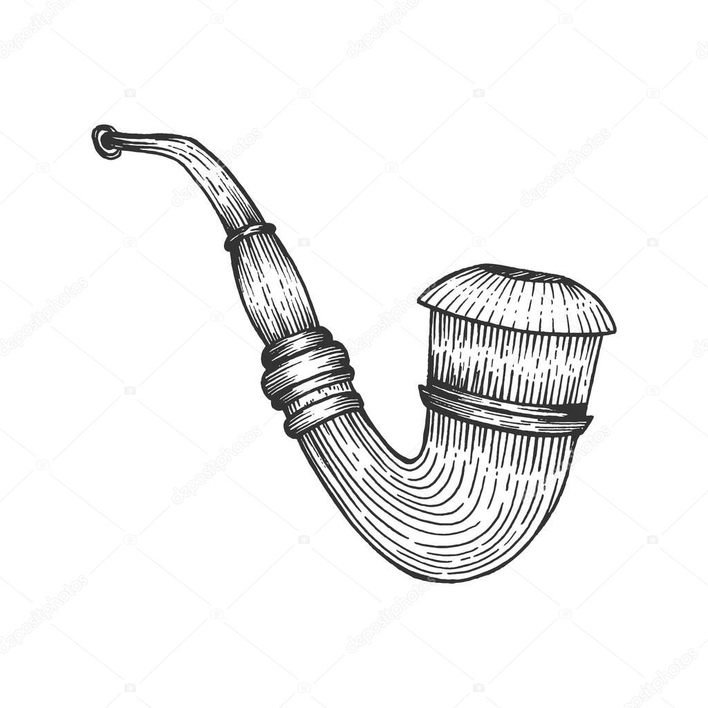 Smoking pipe sketch engraving vector illustration. Scratch board style imitation. Hand drawn image.