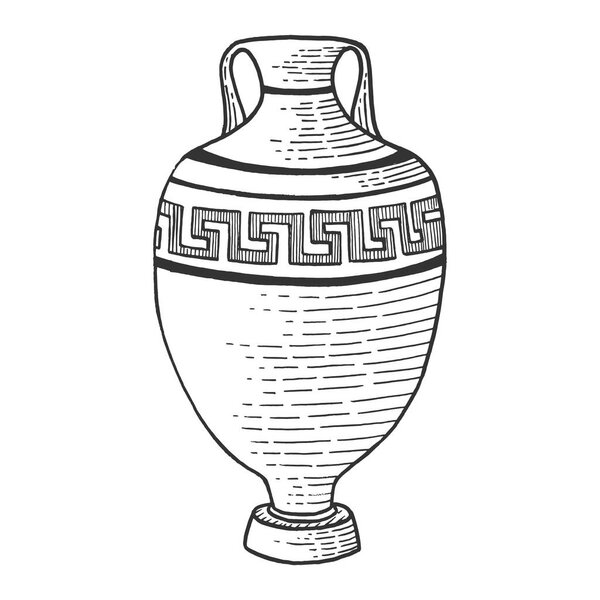 Antique greek amphora sketch engraving vector illustration. Scratch board style imitation. Hand drawn image.