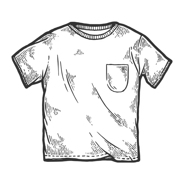 T-shirt branca esboço vintage gravura vetor ilustração. Imitação de estilo Scratch board. Imagem desenhada à mão preto e branco . — Vetor de Stock