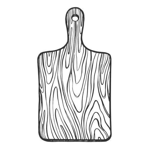 Dřevěné prkénko skica gravírování vektorové ilustrace. Odkládací deska stylu imitace. Ručně nakreslený obrázek. — Stockový vektor