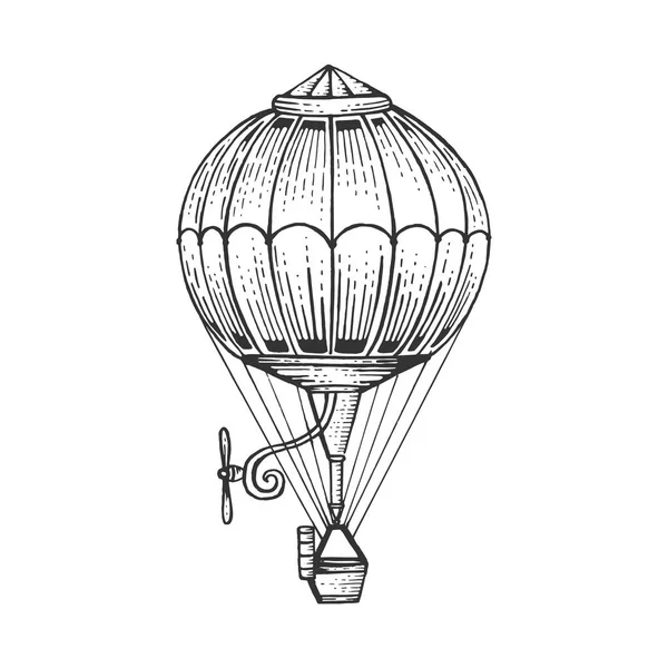 Illustration vectorielle de gravure de croquis de ballon à air vintage. Imitation de style scratch board. Image dessinée à la main . — Image vectorielle