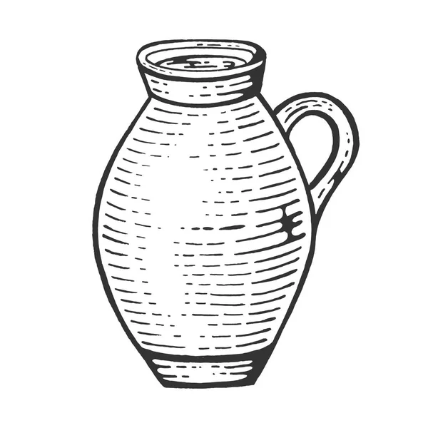 Pot avec croquis au lait gravure vectorielle illustration. Imitation de style scratch board. Image dessinée à la main noir et blanc . — Image vectorielle