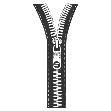 Fermuar çizimi, kabartma vektör çizimi. Tahta sitili taklit. Siyah beyaz el çizimi resim.