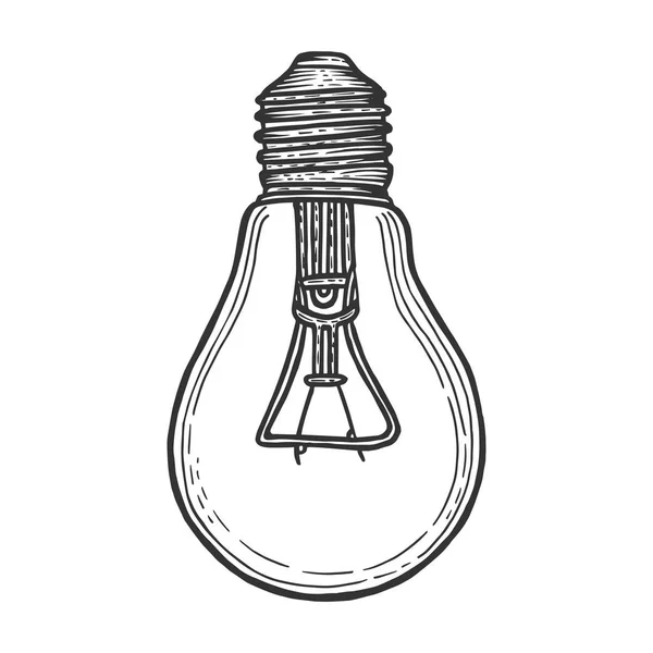 Elektrická lampa skica gravírování vektorové ilustrace. Odkládací deska stylu imitace. Ručně nakreslený obrázek. — Stockový vektor