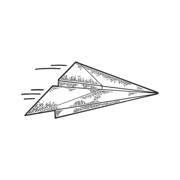 Paper airplane creation instructions sketch engraving vector illustration. Scratch board style imitation. Black and white hand drawn image. — Stock Vector