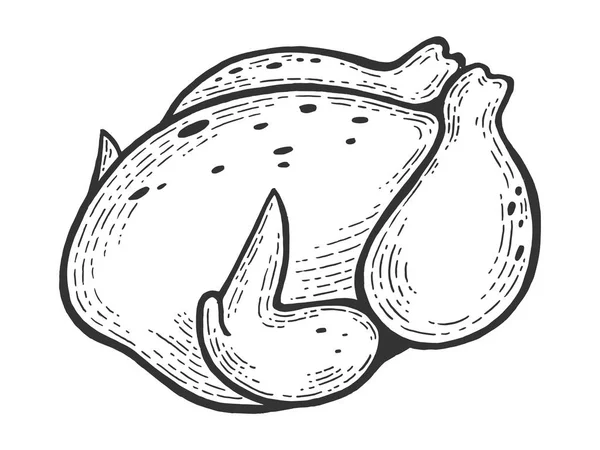 Carne de frango assada de peru esboço de comida gravura vetor ilustração. Imitação de estilo Scratch board. Imagem desenhada à mão preto e branco . —  Vetores de Stock