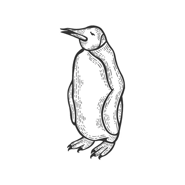 企鹅鸟动物素描雕刻载体插图。刮板式仿制。手绘图像. — 图库矢量图片