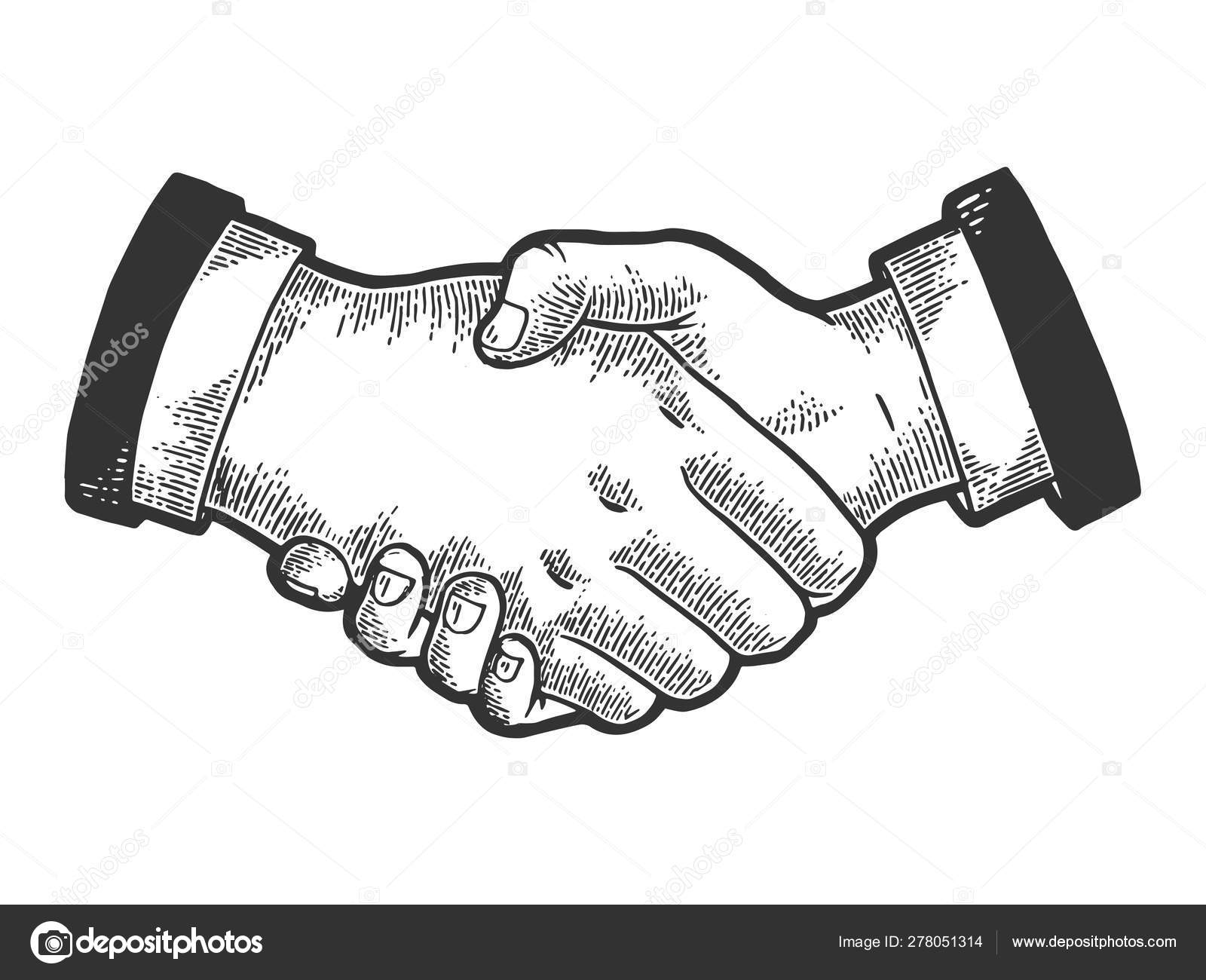 ビジネスマン握手スケッチ彫刻ベクトルイラスト。スクラッチボードスタイルの模倣。白黒の手描きのイメージ. ストックベクター  ©AlexanderPokusay 278051314, image size:1600x1300