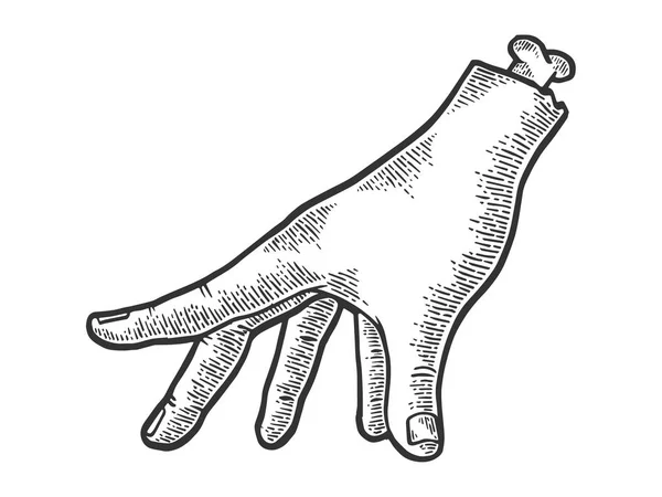 Zombie mão andando esboço gravura vetor ilustração. Imitação de estilo Scratch board. Imagem desenhada à mão . —  Vetores de Stock