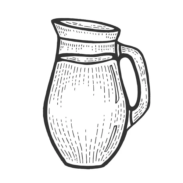 Κανάτα με γάλα σκίτσο απεικόνιση διάνυσμα. Απομίμηση τύπου ξυστό. Μαύρη και λευκή εικόνα που τράβηξε το χέρι. — Διανυσματικό Αρχείο