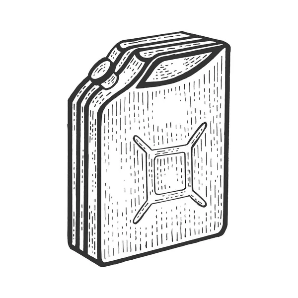 Benzina tanica tanica schizzo incisione vettoriale illustrazione. Imitazione in stile gratta e vinci. Immagine disegnata a mano . — Vettoriale Stock