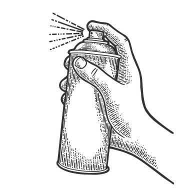 Grafiti boya el kroki gravür vektör illüstrasyon sprey sanat için olabilir. Scratch tahta tarzı taklit. Siyah beyaz elle çizilmiş görüntü.