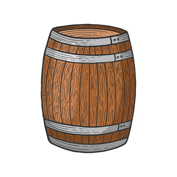 Wine beer wooden barrel color sketch engraving vector illustration. Scratch board style imitation. Black and white hand drawn image. — Stock Vector