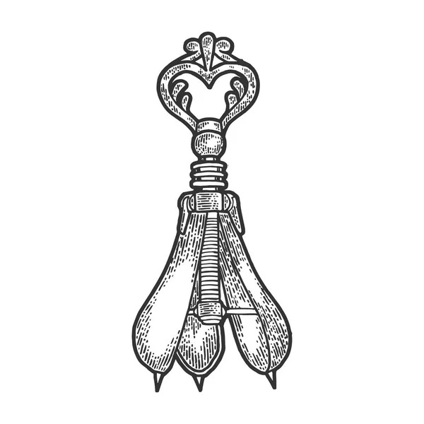 苦悩の中世の拷問装置スケッチ彫刻ベクトルイラストの梨。スクラッチボードスタイルの模倣。手描きの画像. — ストックベクタ