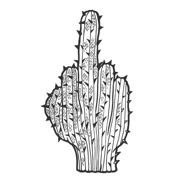 Cactus peyote in form of middle finger obscene gesture sketch