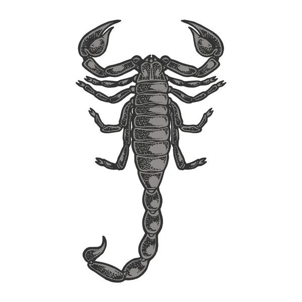 Scorpione disegno a colori linea arte incisione vettoriale illustrazione. Imitazione in stile gratta e vinci. Immagine disegnata a mano in bianco e nero . — Vettoriale Stock