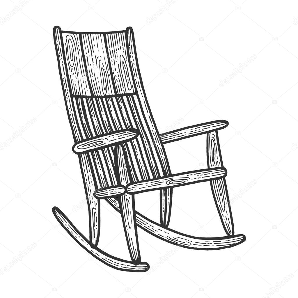 Rocking chair sketch engraving vector illustration. Scratch board style imitation. Hand drawn image.