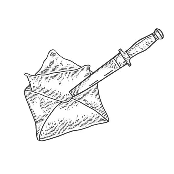 Lettre couteau cloué croquis gravure vecteur — Image vectorielle