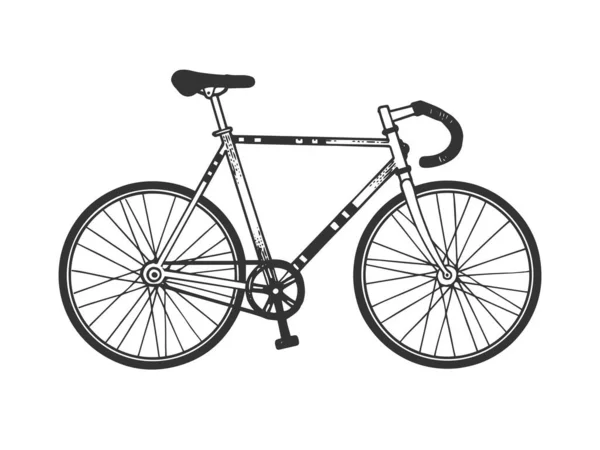 Track fiets sport fiets schets graveren vector illustratie. T-shirt kleding print ontwerp. Scratch board stijl imitatie. Handgetekende afbeelding. — Stockvector